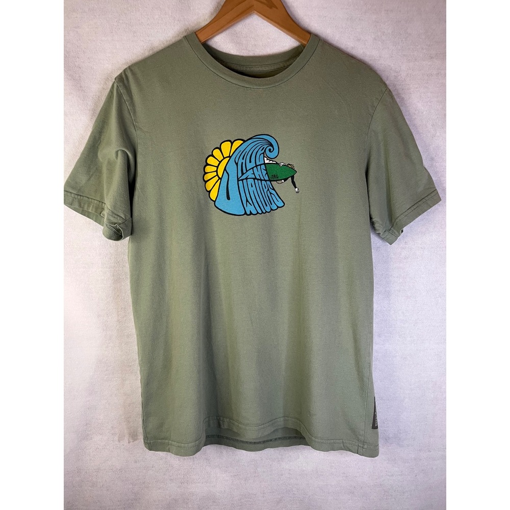 Patagonia save the‎ waves olive green t-shirt men's medium surf summer beach